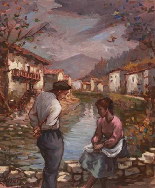 61x50cm. O.lienzo  Conversando