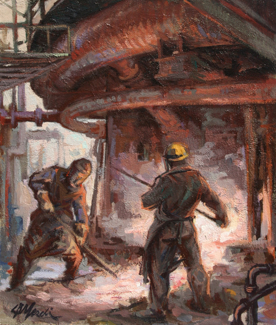 65x54cm.  O.lienzo A.H.V. Alto horno