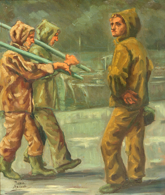 02 Arrantzales en el puerto 46x38cm.