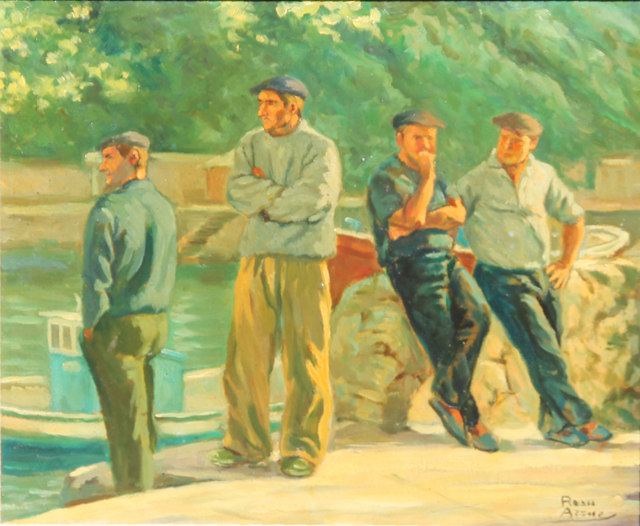 11 Arrantzales- tertulia 46x38cm.