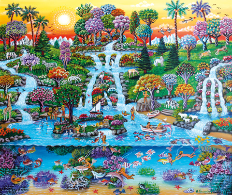 13 Paraiso y mar al atardecer  46x55cm.