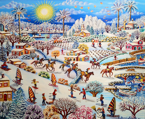 18 Felicidad en la nieve-deportes 38x46cm.