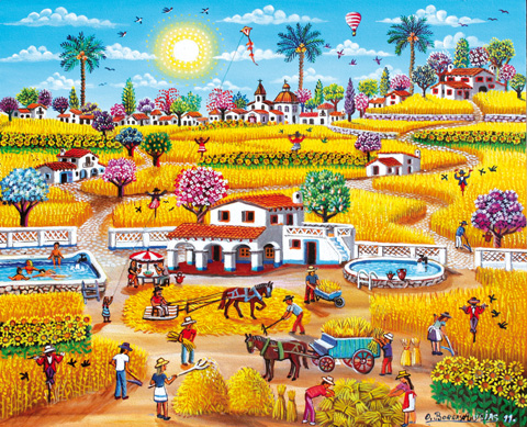 30 Dia de siega con girasoles 33x40cm.