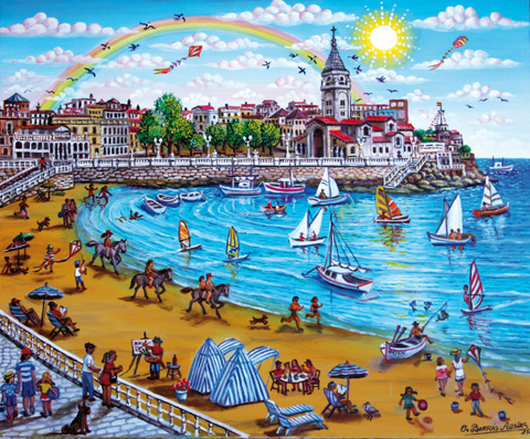 31 En la playa de San Lorenzo -Gijon 33x40cm.
