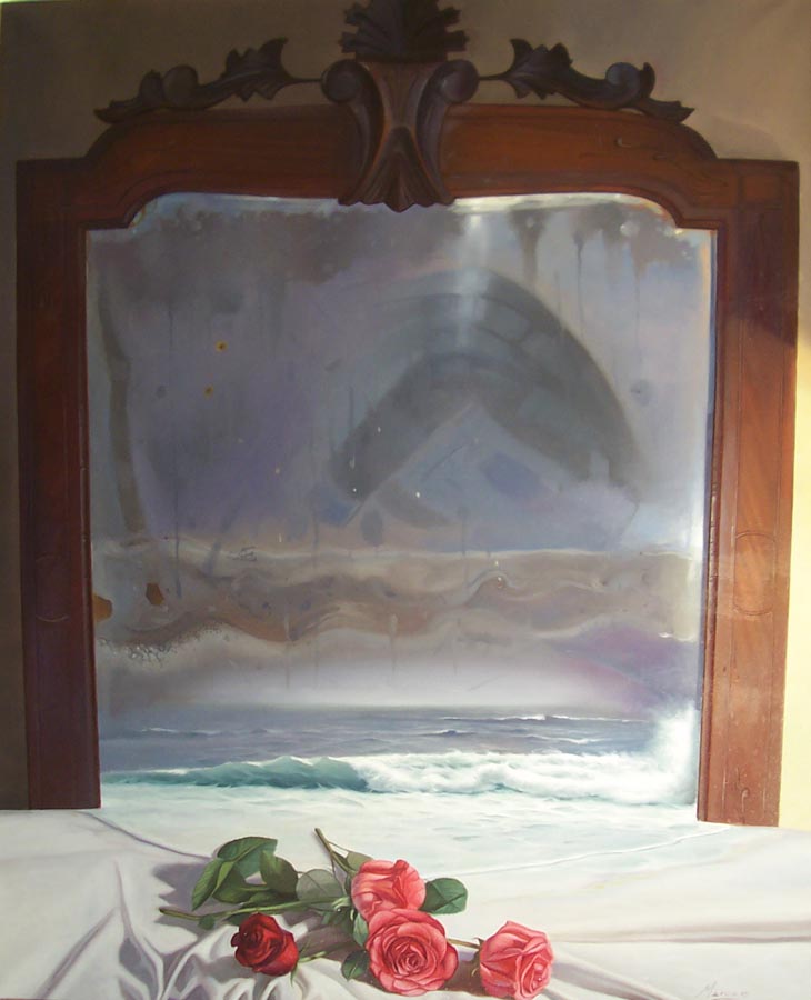 41 Composicion  mar y rosas o.l. 100x81cm.