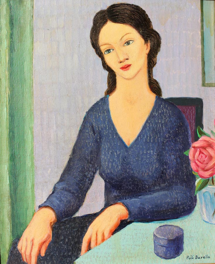 56 Modelo con rosa o.l. 55x46 cm.