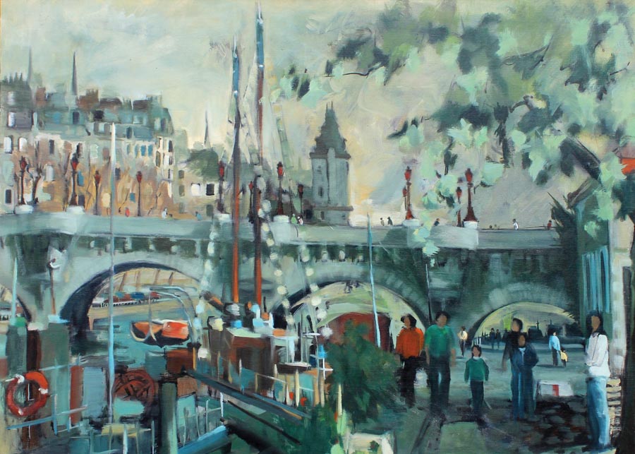 61 El puente Neuf y el palacio de justicia o.l. 100x81 cm.