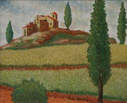 59 Paisaje con iglesia o.l. 27x22 cm.