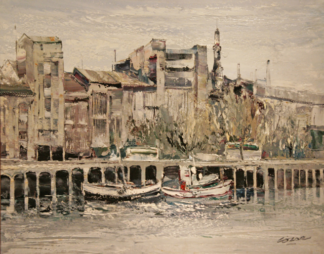 01 Grises en la ria- Bilbao 81x65cm.