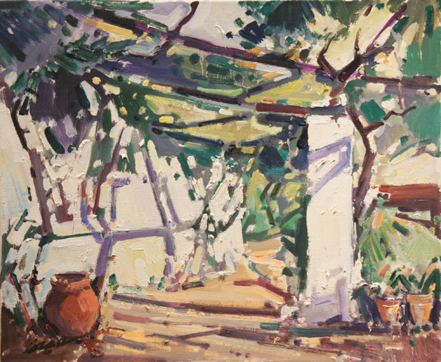17 En el patio 46x38cm.