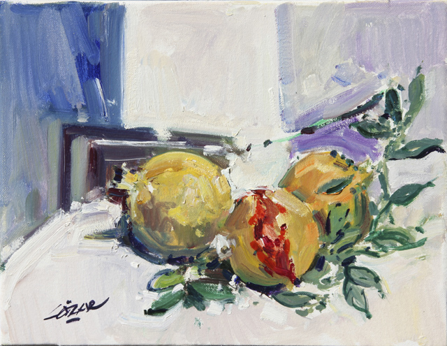 40 Granadas sobre mantel 35x27cm.