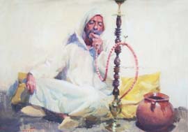 02 Fumador de cachimba o.tablex 19x27cm.