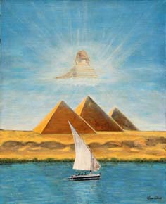 05 Composion Piramides Egipto- tecnica mixta 61x50cm.