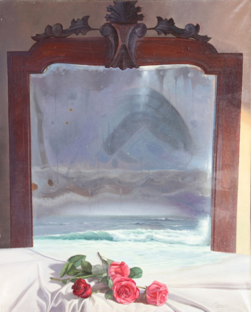 08 Composicion  mar y rosas Oleo sobre lienzo 100x81cm.