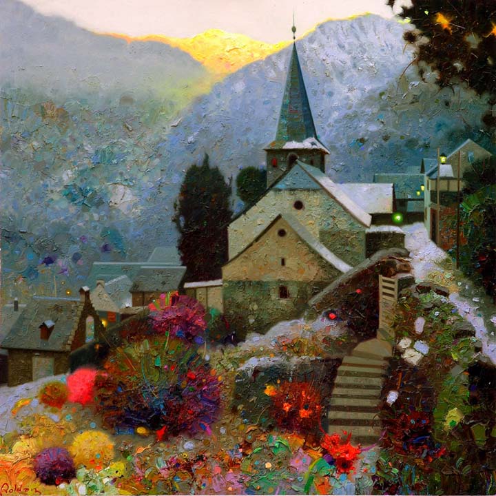 09-Bausen entre luces- Vall D Aran 50x50 cm.