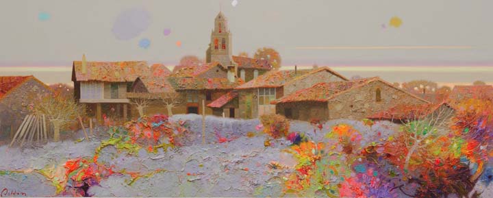 11-Manana fria- Paisaje segoviano 60x30 cm.