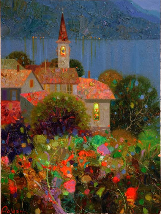 23-Ultima luz en el lago 28x22 cm.