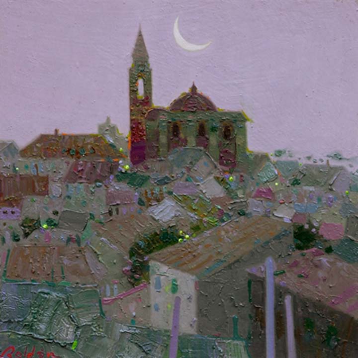 38-Amanecer en azules- Calanas 20x20 cm.