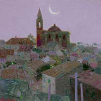 38-Amanecer en azules- Calanas 20x20 cm.