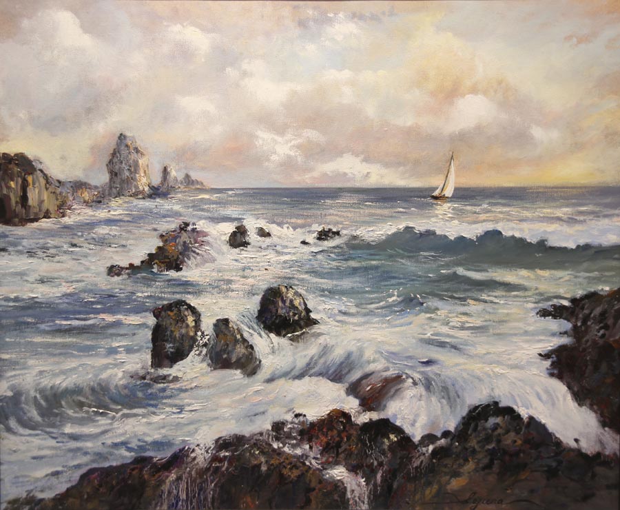 09 Mar y rocas.   54x65cm.