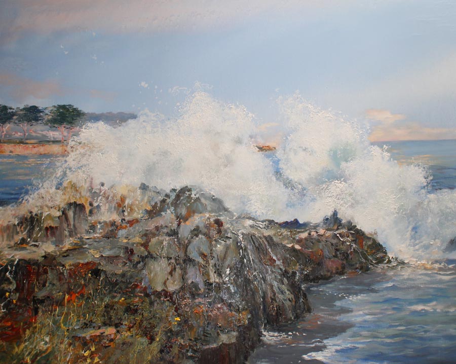26 Olas y roqueros.  81x100cm.