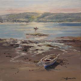 03 Amanecer en la ria.  40x40cm.