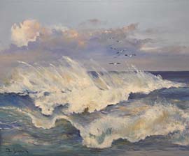 11 El viento despeina la ola.  54x65cm.