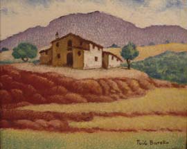 01992-27x22cm. Paisaje y casas