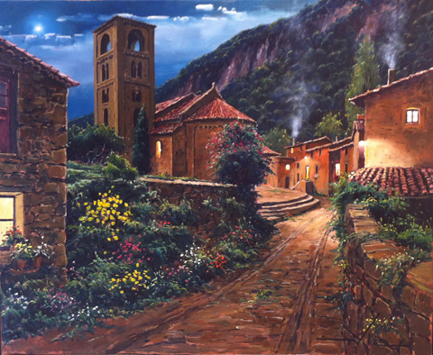 10 Noche de luna en Baget 61x50cm.