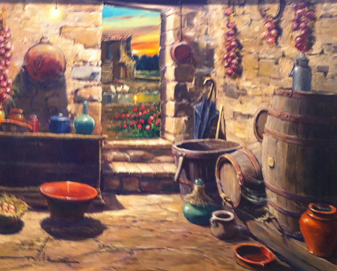 16 Bodega al atardecer 61x50cm.